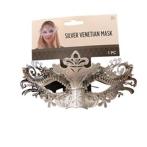 Women's Venetian Masquerade Mask Bridgerton Silver Black Halloween Costume New